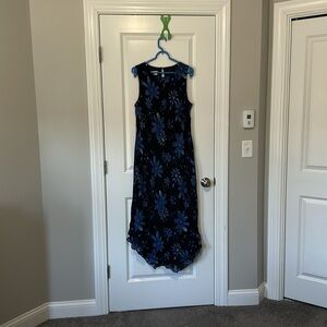 Floral Blue and Black Dress